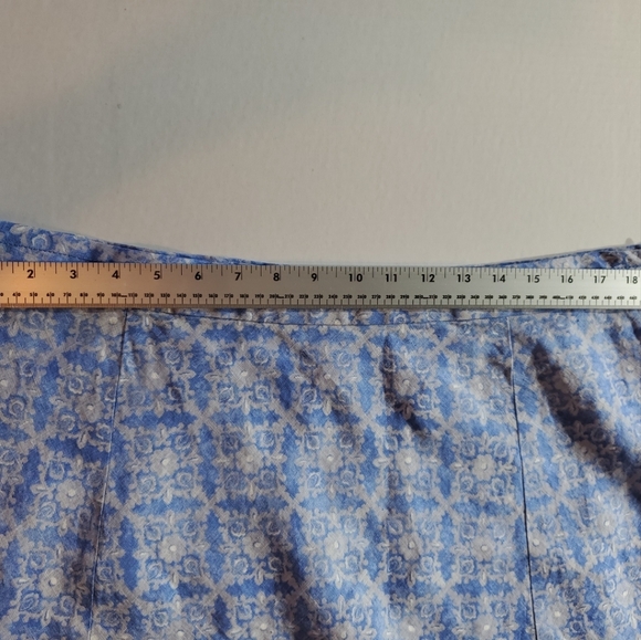 L.L. Bean 18 Petite Light Blue Printed A-Line Maxi Skirt - Picture 6 of 15